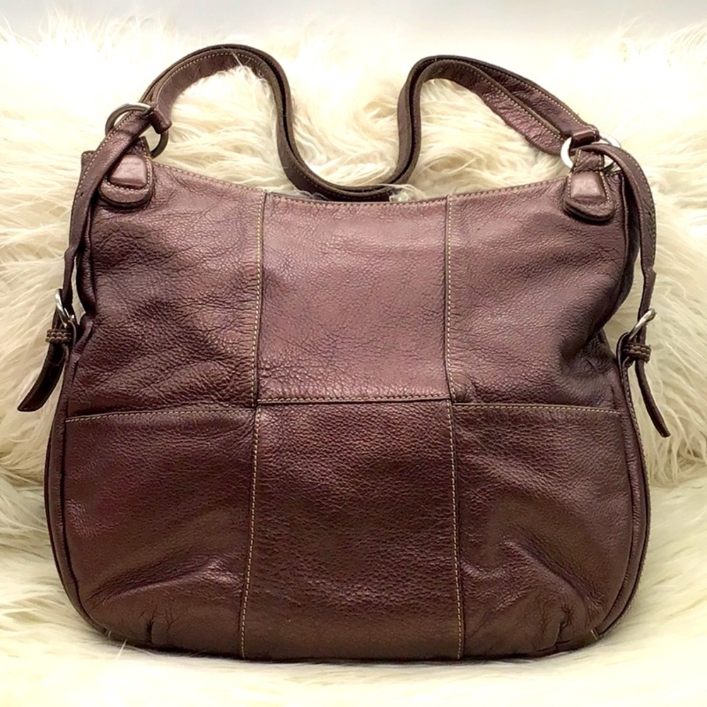 Norm Thompson Brown Pebble Leather Shoulder Bag
